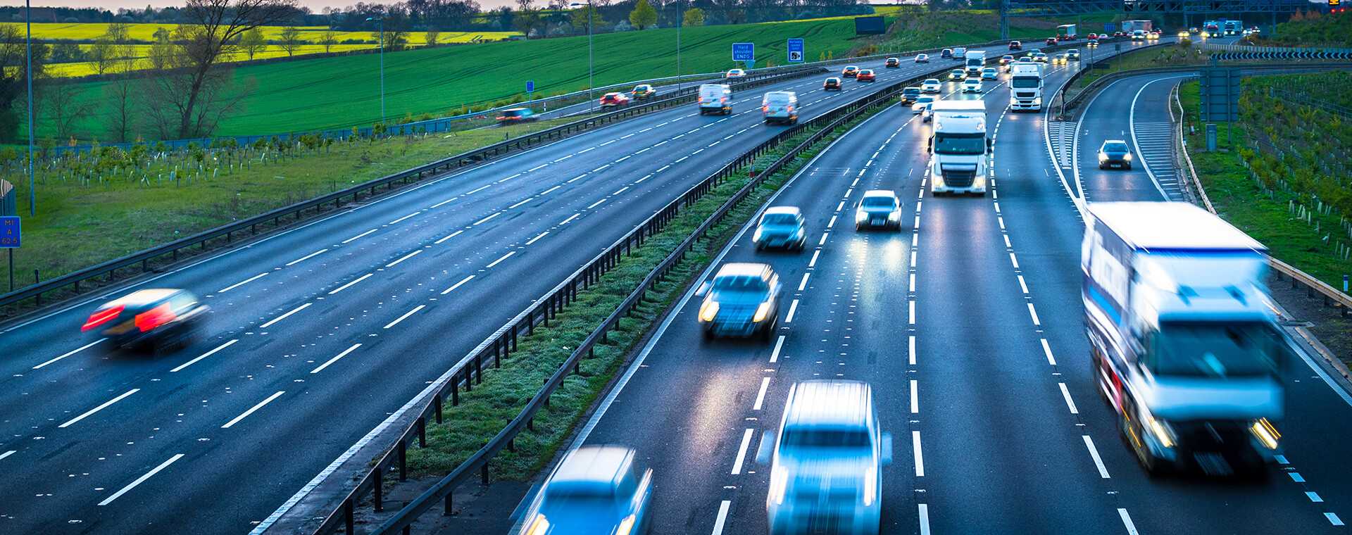 A light amount of cars on a motorway