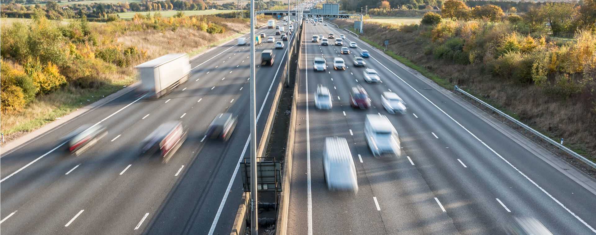 A motorway filled with cars